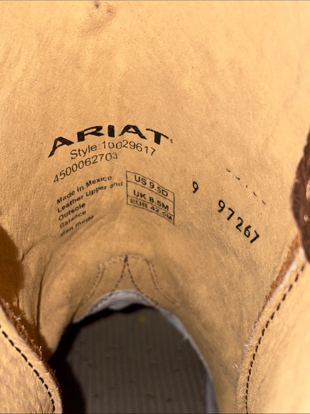 Ariat Brown Leather Western Cowboy Boots with Multicolor Stitching - Picture 6 of 7